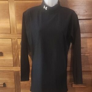 Under Armour Black Long Sleeve Coldgear Warm Mock Neck Athleisure  Top